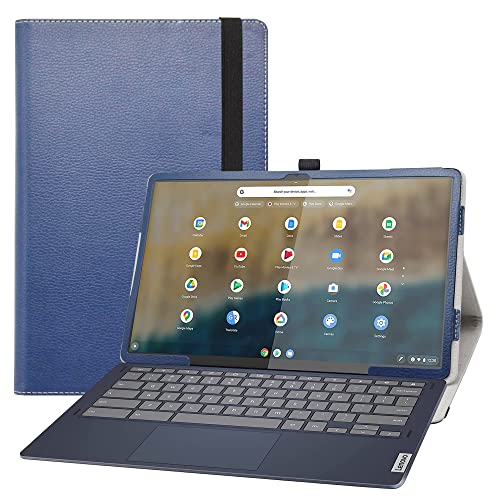 Bige Schutzhülle für Lenovo IdeaPad Duet 5 Chromebook 13,3 Zoll (33,8 cm), PU-Leder, Folio-Schutzhülle mit 2 Standfunktionen, Dunkelblau von Bige