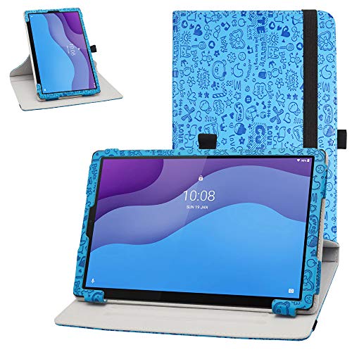 Bige Schutzhülle für Lenovo Tab M10 HD (2. Generation), 360 Grad drehbarer Ständer mit niedlichem Muster, für Lenovo Tab M10 HD (2. Generation) TB-X306X Tablet, Blau von Bige