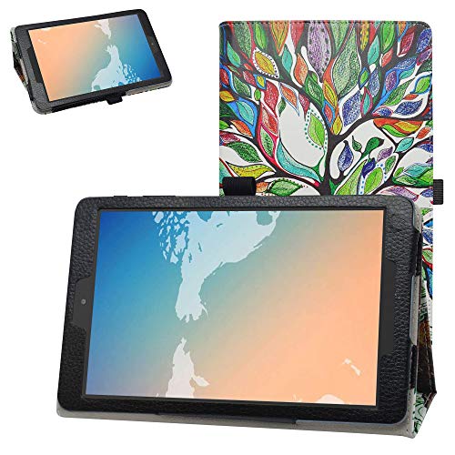 Bige Schutzhülle für TCL Tab 8 Alcatel Joy 2, PU-Leder, 2 Klappständer, 20,3 cm (8 Zoll) Verison (Modell 9038s) T-Mobile 9032Z) Tablet, Love Tree von Bige