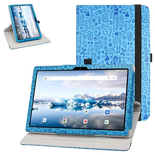 Bige Schutzhülle für Teclast 25,7 cm (10,1 Zoll), drehbar, um 360 Grad drehbar, mit niedlichem Muster, für Teclast P20HD 25,4 cm (10,1 Zoll) Tablet, Blau von Bige