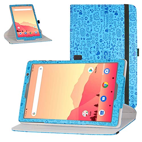 Bige Schutzhülle für Vankyo MatrixPad S20, drehbar um 360 Grad drehbar, mit niedlichem Muster, für Vankyo MatrixPad S20 Tablet/YUNTAB D107 10,1 Zoll Tablet-PC, Blau von Bige