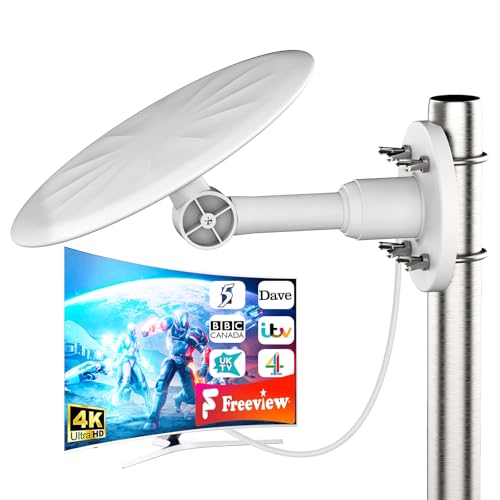 TV-Antenne für den Außenbereich, 2025, Digitale HD-Antenne/DVB-T/DVB-T2, 4K 1080P HDTV Antenne für alle Fernseher (weiß) von Bigefeixu