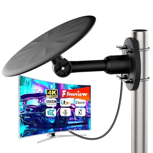 TV-Antenne für den Außenbereich, 2025, Digitale HD-Antenne/DVB-T/DVB-T2, 4K 1080P HDTV TV-Antennen für alle Fernseher (schwarz) von Bigefeixu