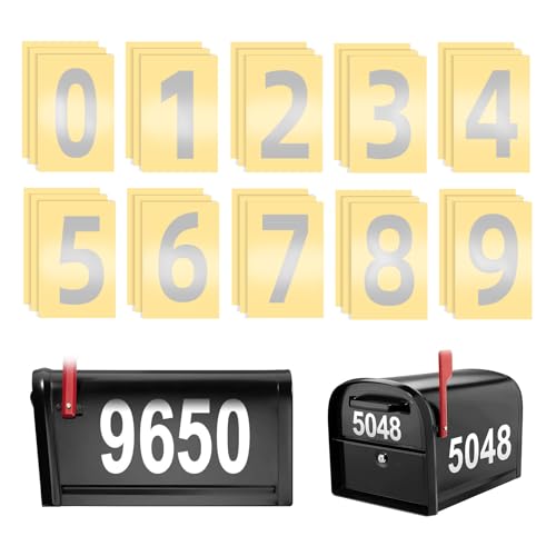 Biglumin Aufkleber – Zahlenaufkleber, Briefkasten-Zahlenaufkleber 1 bis 10, Vinyl-Aufkleber, Nummernaufkleber klebezahlen wetterfest, selbstklebend, wasserfest, reflektierend – Silber. (30 PCS) von Biglumin