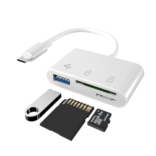 Biglumin SD Kartenleser – 3-in-1 Kartenlesegerät, speicherkartenleser, USB-C SD Kartenadapter, SD TF Speicher Kartenleser, Kann mit Mobiltelefonen, Tablets, Kameras usw. verbunden Werden.(Weiß) von Biglumin