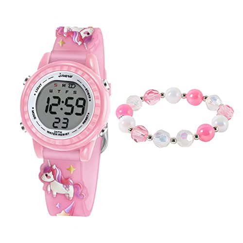 Bigmeda Kinder Armbanduhr 3D Cartoon Wasserdicht Digitaluhr mit Alarm Stoppuhr für 3-10 Jahre Jungen Mädchen kleines Kind (Einhorn DZ pink 1) von Bigmeda