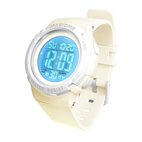 Bigmeda Uhren für Kinder Mädchen Jungen 50 M Wasserdicht Sports Outdoor Digitaluhr Kinder Armbanduhr mit Wecker/Stoppuhr/EL-backLicht/Datum (Morandi Hellgelb) von Bigmeda