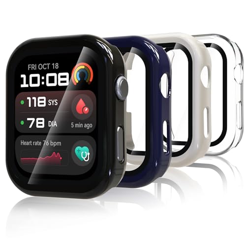 Bigqin 4 Stück Schutzhülle Kompatibel mit Huawei Watch D2, Hart PC Hülle mit Displayschutzfolie, HD Case Cover mit gehärtetem Glas - Weiß/Schwarz/Blau/Transparent von Bigqin