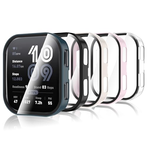 Bigqin 5 Stück Schutzhülle Kompatibel mit Amazfit Bip 6, Hart PC Hülle mit Displayschutzfolie, HD Case Cover mit gehärtetem Glas - Rosa/Schwarz/Grün/Transparent/Weiß Bigqin 5 Stück Schutzhülle Kompatibel mit Amazfit Bip 6, Hart PC Hülle mit Displayschutzfolie, HD Case Cover mit gehärtetem Glas - Rosa/Schwarz/Grün/Transparent/Weiß von Bigqin
