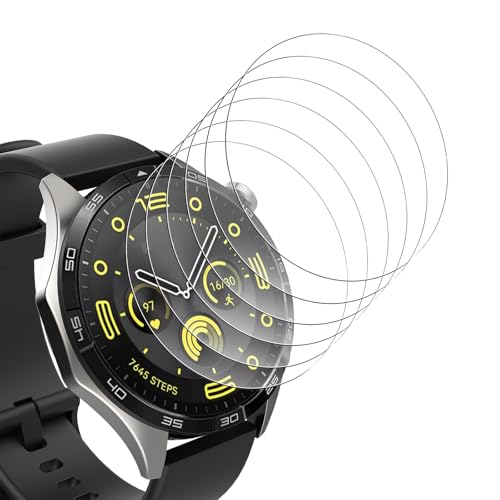 Bigqin 6 Stück Displayschutzfolie kompatibel mit Huawei Watch GT 4 46mm/ GT 5 46mm/GT5 Pro, 9H Härte Folie HD Klar Vollständige Abdeckung Blasenfrei Kratzfeste Schutzfolie von Bigqin