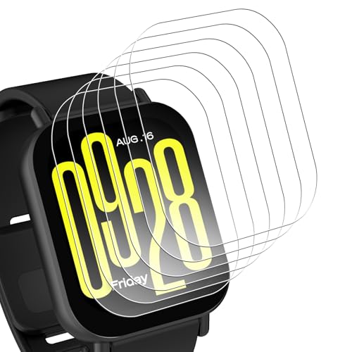 Bigqin 6 Stück Displayschutzfolie kompatibel mit Xiaomi Redmi Watch 5 Active, HD Klar Temperglas Folie 9H Härte Vollständige Abdeckung Blasenfrei Kratzfeste Schutzfolie von Bigqin