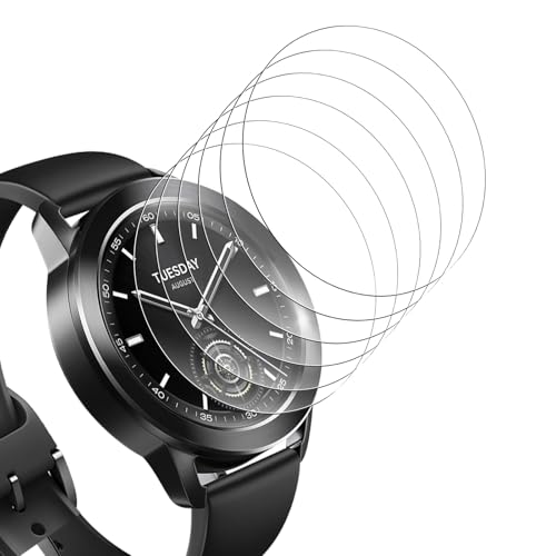 Bigqin 6 Stück Displayschutzfolie kompatibel mit Xiaomi Watch S4 S3, HD Klar Temperglas Folie 9H Härte Vollständige Abdeckung Blasenfrei Kratzfeste Schutzfolie von Bigqin
