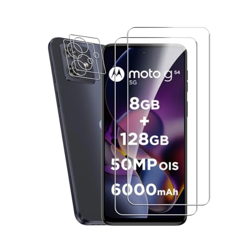 Bihizei Schutzfolie für Motorola Moto G54 für Panzerglas, 2 Stück Schutzfolie & 2 Stück Kamera Schutzfolie, 9H Panzer Schutz Glas Displayschutz, Ultra-HD Panzerfolie, Anti-Kratz, Anti-Bläsch von Bihizei