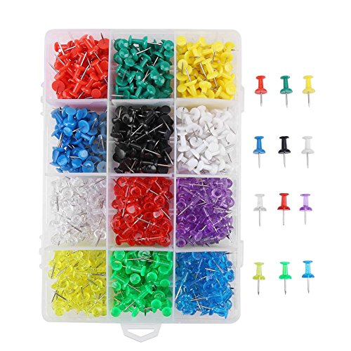 600 STÜCKE Push Pins Mehrfarbige Map Tacks Kennzeichnung Pins mit Kunststoffbox für Home Office Message Board, 0,9 Zoll von Biitfuu
