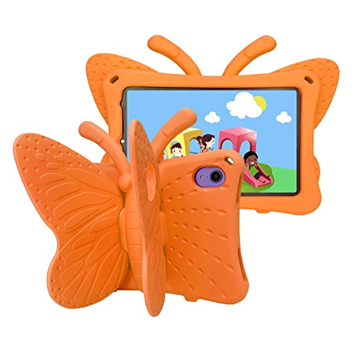 Billionn Kinderfreundlich Hülle für iPad Mini 6. Generation (8,3 Zoll, 2021), Niedliche Cartoon Schutzhülle, Schmetterlingsständer Eva Foam Kids Hülle für iPad Mini 6, Orange von Billionn