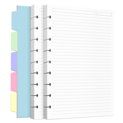 Discbound Nachfüllpapier in klassischer Größe, Nachfüllpapier für Notizsystem, Discbound Planer-Einsätze, 120 Blatt/240 Seiten, 5 Blatt Trennblätter, weiße Papier-Nachfüllpackung, 18 x 25,7 cm Discbound Nachfüllpapier in klassischer Größe, Nachfüllpapier für Notizsystem, Discbound Planer-Einsätze, 120 Blatt/240 Seiten, 5 Blatt Trennblätter, weiße Papier-Nachfüllpackung, 18 x 25,7 cm von Billtigif