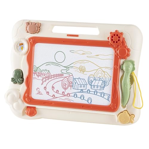 BillyBath Magnetische Maltafel, 32 * 23CM Farbe Zaubertafel Kinder Löschbares Zeichentablett mit DREI unterschiedlich geformten Stempeln und Magnetstift von BillyBath