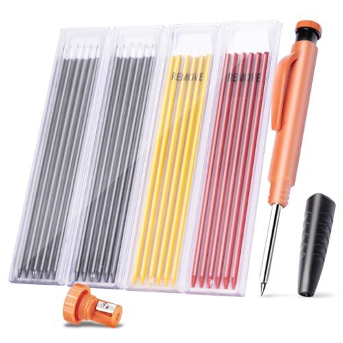 BillyBath Tieflochmarker Bleistift Set mit 25 Minen + Spitzer + Schreibgriff - Robuster Zimmermannsbleistift Dicke -Bohrlochmarker Druckbleistift Handwerker Holz Metall Beton Bau Baustelle BillyBath Tieflochmarker Bleistift Set mit 25 Minen + Spitzer + Schreibgriff - Robuster Zimmermannsbleistift Dicke -Bohrlochmarker Druckbleistift Handwerker Holz Metall Beton Bau Baustelle von BillyBath