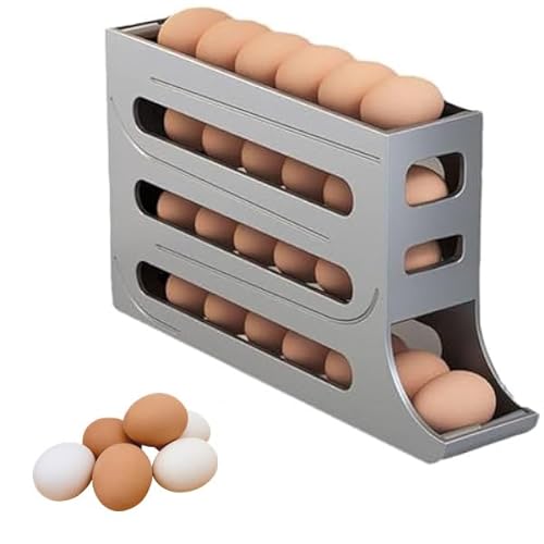 Eierhalter für 30 Eier große Kapazität Eierbehälter stapelbarer Eier-Organizer automatische Eier-Frische-Aufbewahrungsbox für Kühlschrank Eieraufbewahrungsbehälter Für Küche Kühlschrank (Grau) von Bimhayuu