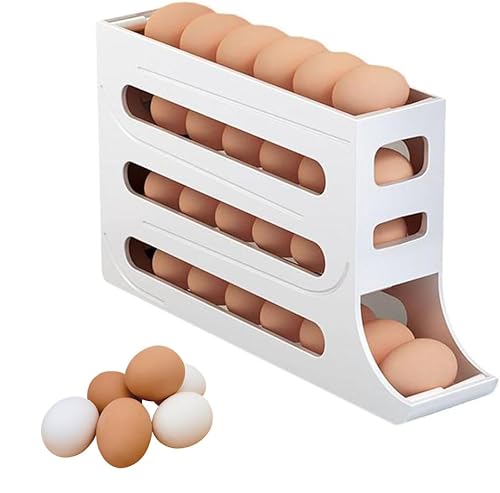 Eierhalter für 30 Eier große Kapazität Eierbehälter stapelbarer Eier-Organizer automatische Eier-Frische-Aufbewahrungsbox für Kühlschrank Eieraufbewahrungsbehälter Für Küche Kühlschrank (Weiß) von Bimhayuu