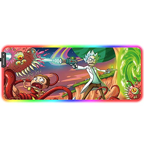 Bimormat Anime RGB Gaming Mauspad,800x300x3mm Groß Mousepad XXL,LED Schreibtischunterlage mit Rutschfester Gummibasis und Haltbaren Genähten Kanten für Personalisierter Gamer(80x30 FGgun) von Bimormat