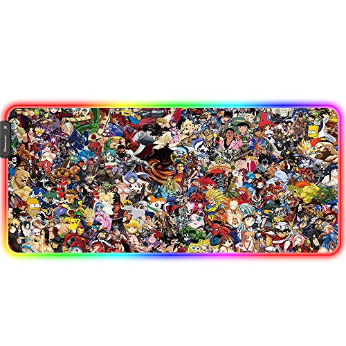 Bimormat Anime RGB Gaming Mauspad,900x400x3mm Groß Mousepad XXL,LED Schreibtischunterlage mit Rutschfester Gummibasis und Haltbaren Genähten Kanten für Personalisierter Gamer (90x40 gsyunji) von Bimormat