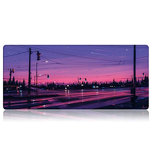 Bimormat Großes Gaming Mauspad（900x400mm） XXL Large Anime Mousepad Empfindliche Genähten Kanten wasserdichte Oberfläche rutschfeste Gummibasis Schreibtischunterlage (90x40 X1nightroad) von Bimormat