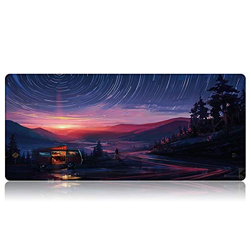 Bimormat Großes Gaming Mauspad（900x400mm） XXL Large Anime Mousepad Empfindliche Genähten Kanten wasserdichte Oberfläche rutschfeste Gummibasis Schreibtischunterlage (90x40 X33fengjing) von Bimormat