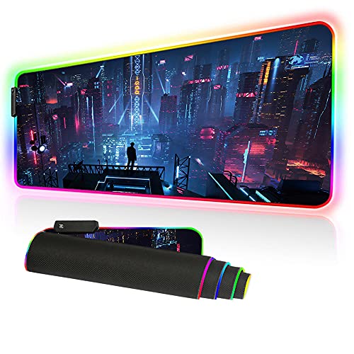 RGB-Gaming-Mauspad, groß, weiches RGB-Mauspad, übergroß, leuchtende LED, erweitertes Mauspad, USB-betriebene Computer-Tastatur, Mauspad, beleuchtetes PC-Gaming-Mauspad mit rutschfestem Gummi 8030 von Bimormat