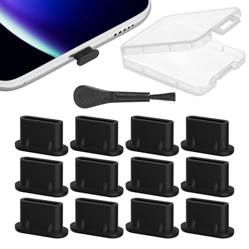 12 Stück USB C Schutzkappe Set,mit Pinsel und Box,Silikon USB C Staubschutz für iPhone 16 Pro Max Zubehör,iPhone 15 Pro,Handy Ladebuchse Schutz Abdeckung Staubstecker,Kompatibel Samsung,Xiaomi,Galaxy von BinXiaoQin