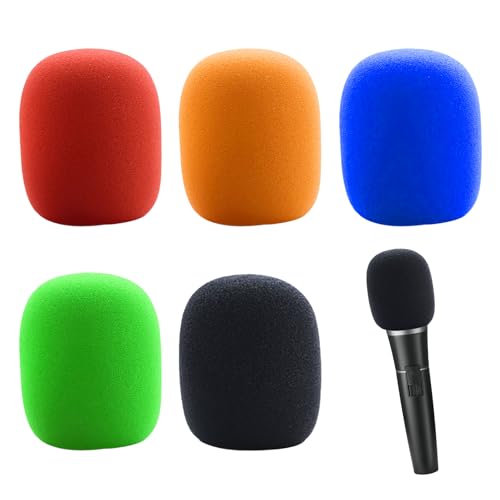 5 Stück Popschutz Mikrofon,Mikrofon Windschutz Schaumstoffabdeckung Muff,Anti-Bruit Pop Schutz für Mikrofon Schaumstoff für Microphone,Handmikrofon Popschutz Pop Filter Windschutz für Muff von BinXiaoQin