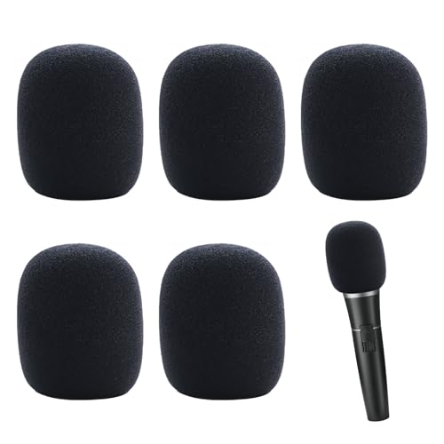 5 Stück Popschutz Mikrofon,Mikrofon Windschutz Schaumstoffabdeckung Muff,Anti-Bruit Pop Schutz für Mikrofon Schaumstoff für Microphone,Handmikrofon Popschutz Pop Filter Windschutz für Muff(Schwarz) von BinXiaoQin
