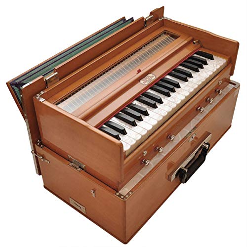 Tragbares Harmonium BINA 23B Faltbarer Safari 3 1/4 Oktaven 6 Stops klassische Holzfarbe, Kupplung, Nylontasche, indisches Musikinstrument, Kirtan 440 Hz von Bina