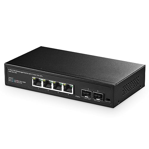 Binardat 4 Port 2,5G Switch mit 2x10G SFP, 4 x 2,5 Gigabit RJ-45 Ethernet Ports, unterstützt Vlan, Metall ungemanaged Multi-Gigabit Desktop Netzwerk-Switch von Binardat