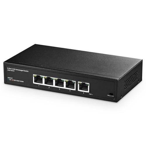 Binardat 5 Port 2.5G Switch, 5 x 2.5 Gigabit RJ-45 Ethernet Ports, Support Vlan, Metal Unmanaged Multi-Gigabit Desktop Network Switc von Binardat