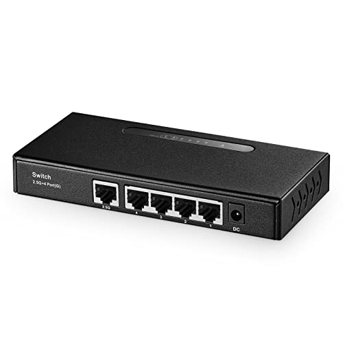Binardat 5 Port Multi Gigabit Switch, 1 x 2.5 Gigabit and 4 x 1 Gigabit Ethernet RJ-45 Ports, Metal Fanless, Desktop and Wall Mount, Unmanaged Plug & Play Network Switch von Binardat