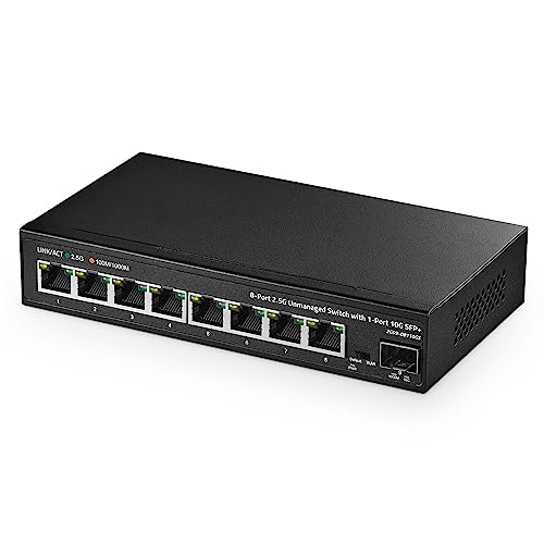 Binardat 8 Port 2.5G Switch mit 10G SFP+ Port, 8 x 2.5 Gigabit RJ-45 Base-T Ports, Unmanaged Multi-Gigabit Desktop Ethernet Switch von Binardat