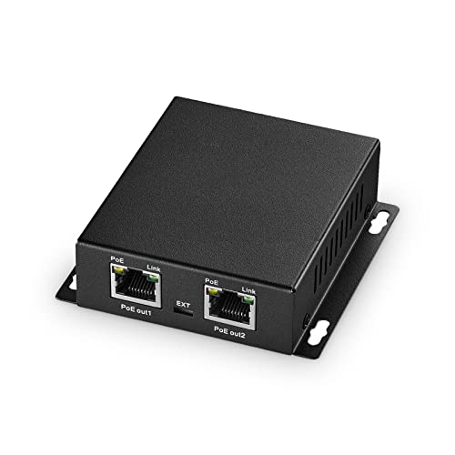 Gigabit PoE Extender, 1 PoE in 2 PoE Out, IEEE802.3af/at/bt PoE Powered Max 60W, Hi-PoE 90W, 10/100/1000Mbps Ethernet, Metal Small Wall Mount PoE Extender/Injector/Network Extender von Binardat