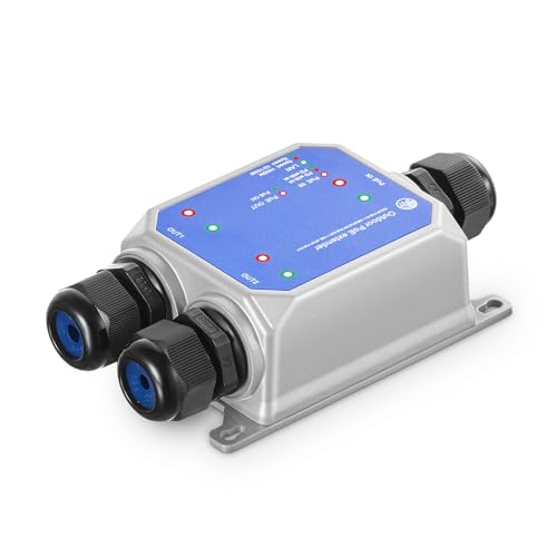 IP67 Outdoor Gigabit PoE Passthrough Switch, 1 PoE In 2 Out Extender, IEEE802.3af/at/bt Powered 90W, 10/100/1000Mbps Ethernet, Metall Wandmontage Wasserdicht Plug and Play von Binardat