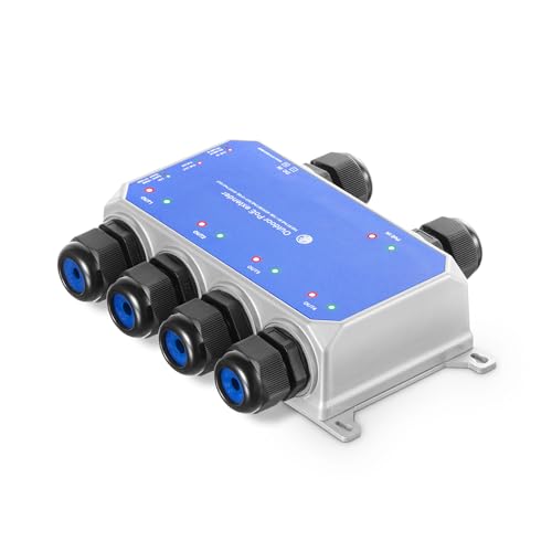IP67 Outdoor Gigabit PoE Passthrough Switch, 1 PoE in 4 PoE Out Extender, IEEE802.3af/at/bt PoE Powered 90W, 10/100/1000Mbps Ethernet, Metal Wall Mount Waterproof Plug and Play von Binardat