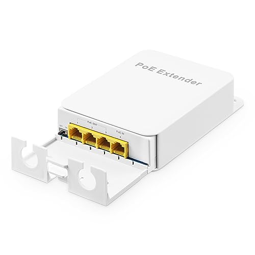 Outdoor Gigabit PoE Passthrough Switch, 1 PoE in 3 PoE Out Extender, IEEE802.3af/at PoE Powered, 10/100/1000Mbps Ethernet, Wandmontage Wasserdicht Plug and Play von Binardat