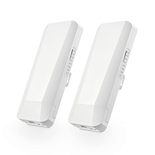 WLAN WiFi Wireless Bridge für den Außenbereich, Punkt-zu-Punkt-WLAN-Brücke mit 2 Ethernet-Ports, 5 GHz, 1-3 km Entfernung, 100 Mbit/s, 24-V-PoE-Adapter, 2er-Pack von Binardat