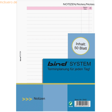 Bind Ersatzeinlage Maxi A5 149x210mm Notizen 50 Blatt Bind Ersatzeinlage Maxi A5 149x210mm Notizen 50 Blatt von Bind