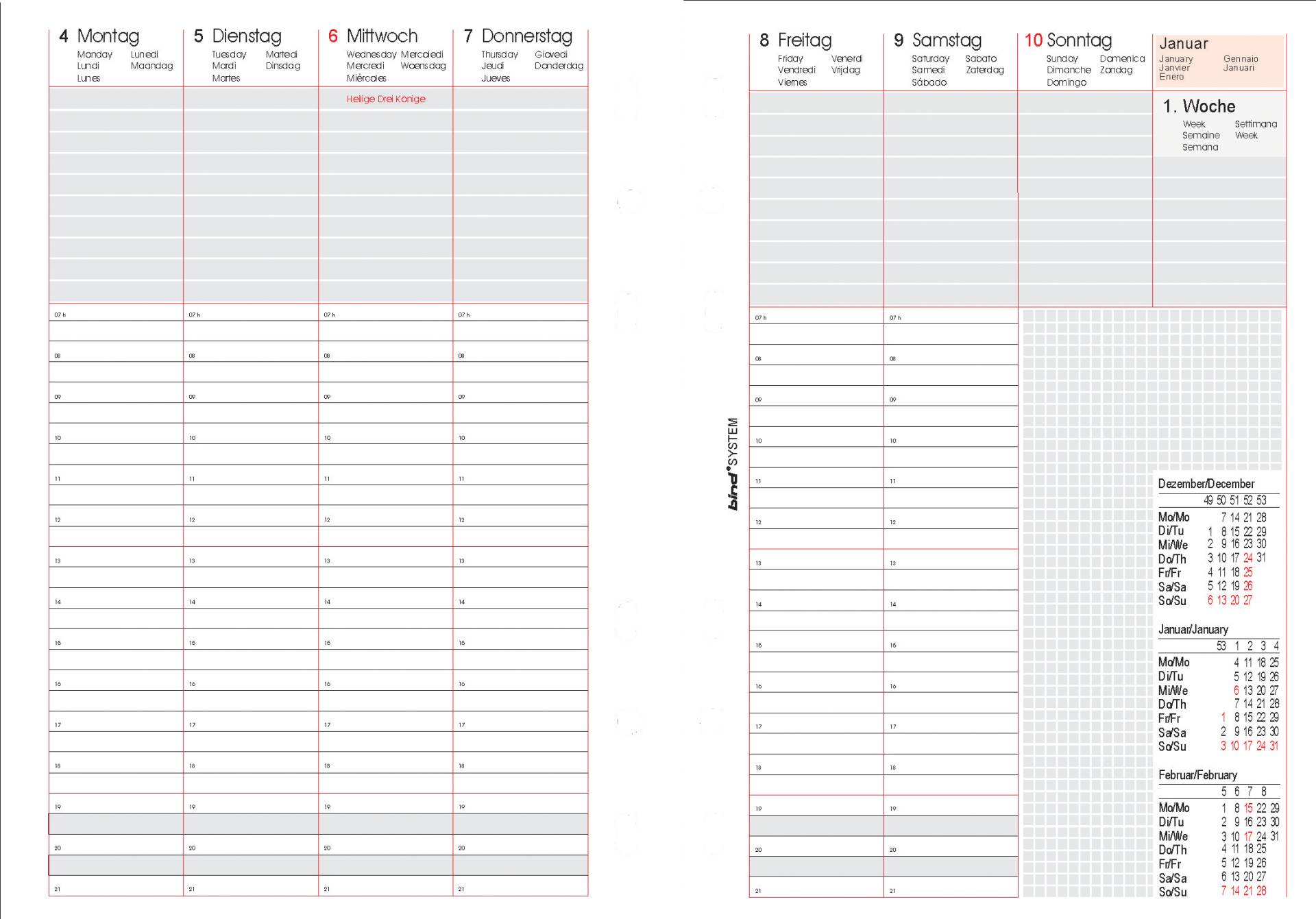 bind Ersatzkalender 2025 für Terminplaner A5 Modell 15501 von Bind