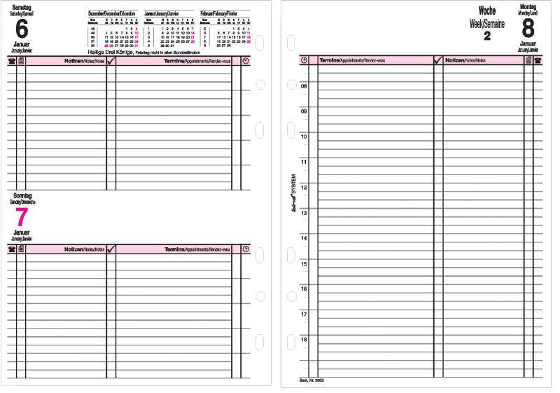 bind Ersatzkalender 2026 für Terminplaner A5 Modell 15501 von Bind