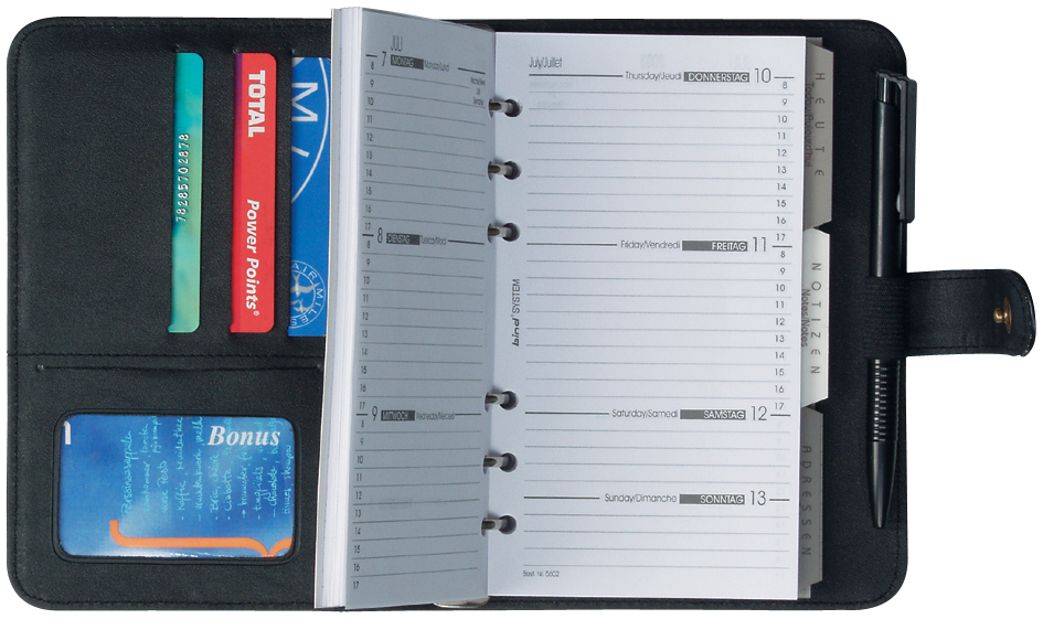 bind Terminplaner Modell 17501-1, A7, ohne Kalender, schwarz von Bind