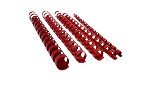 Plastikbinderücken, PVC, 10 mm, 14 Ringe, A5, Rot, 50 Stück von Bind2Go