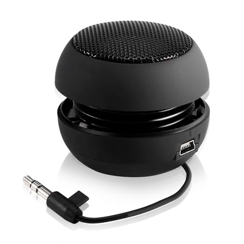 Bindpo Mini-Lautsprecher, 3,5 mm Mini-Lautsprecher, einziehbar, mit USB-Kabel für MP3, Mobiltelefone, PC etc. (schwarz) von Bindpo