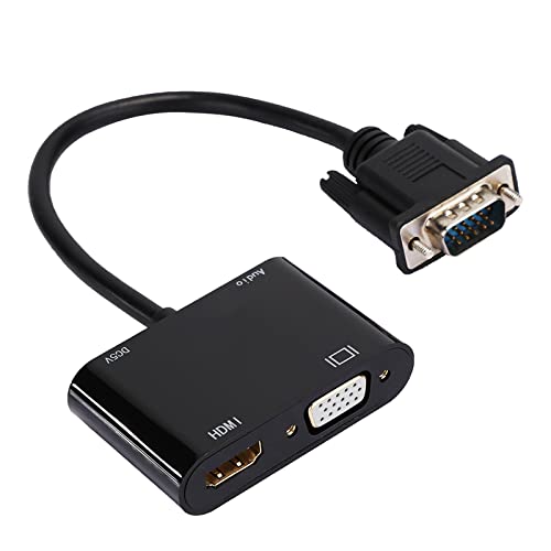 Bindpo VGA zu HDMI Adapter, VGA Stecker zu 1080P HDMI + VGA Konverter mit 3,5 mm Stereo Audio, Dongle für TV, Computer, Laptop, Projektor von Bindpo