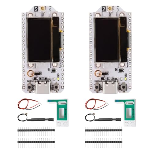 LoRa ESP32 Meshtastic Entwicklungsplatine mit ESP32 V3 LoRa OLED Display und 868 MHz LoRa Antenne und LoRa Case Ensosure Cover TypC Dual-Core IOT Modul 1262 Chip 915MHz für Arduino/Meshtastic(2 Stück) von Binghe